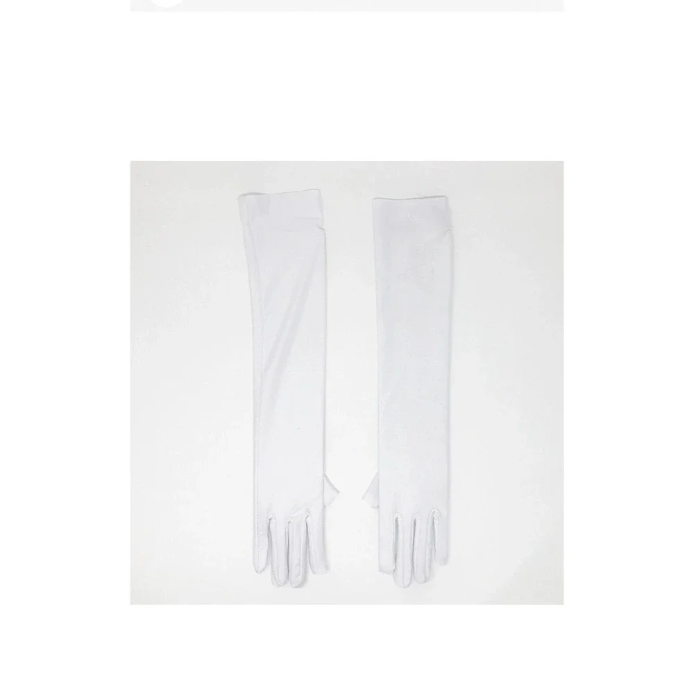 Retro White Satiny Stretch Opera Length Long over Elbow Gloves‎ 19